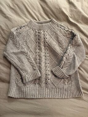 J. Crew Cable Knit Mock Neck Sweater - Light Taupe
